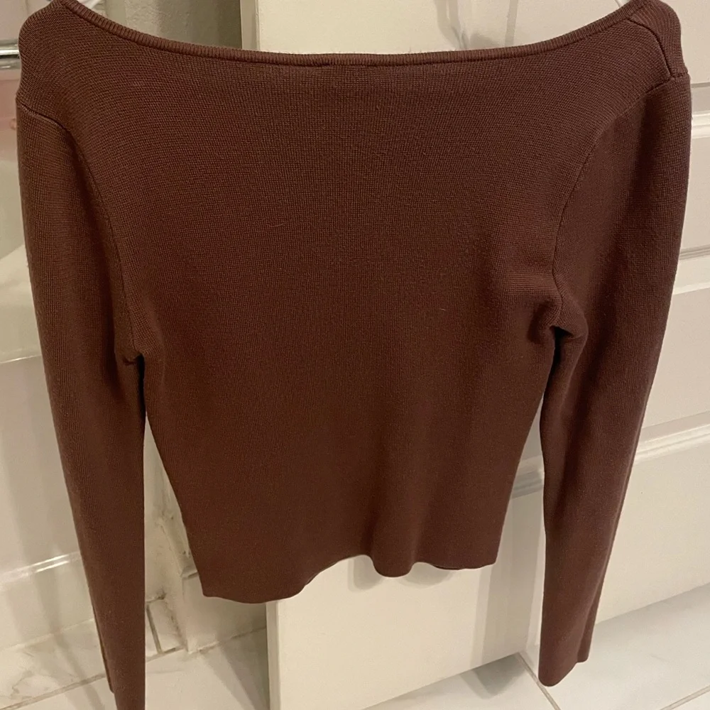 Abercrombie Corset Slim Sweater Top in Brown Medium M - Picture 2 of 2